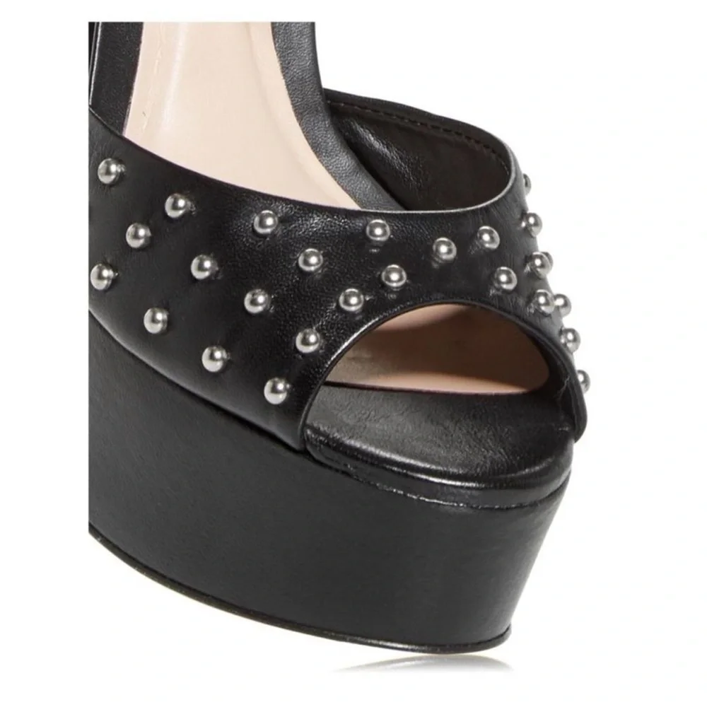 Bloomingdale’s Aqua embellished leather platforms - Picture 2 of 5